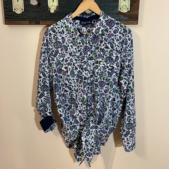 Jones New York Paisley Print Button Down Blouse Size XL - Picture 3 of 16